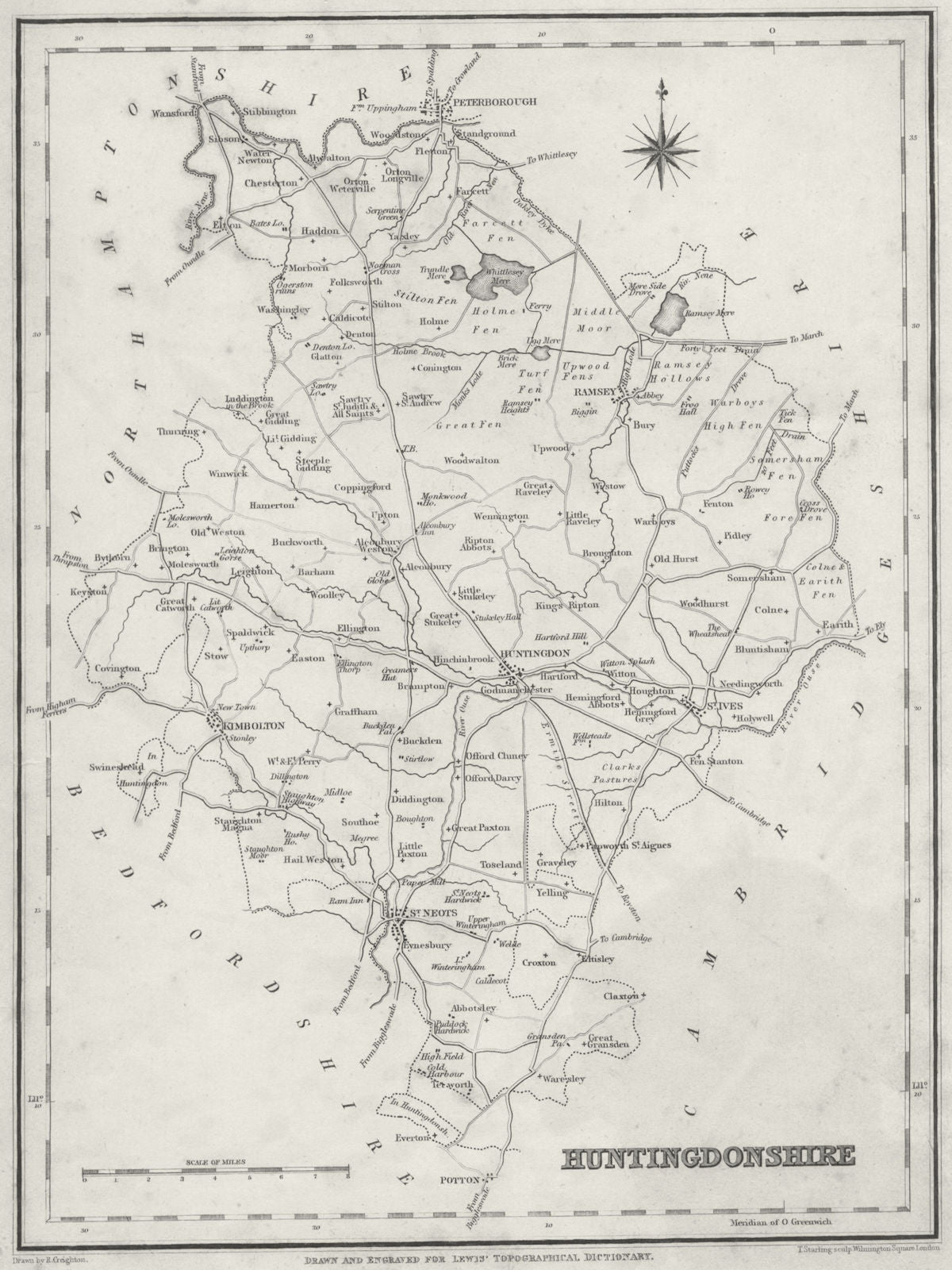 HUNTS. Huntingdonshire. Lewis 1831 old antique vintage map plan chart